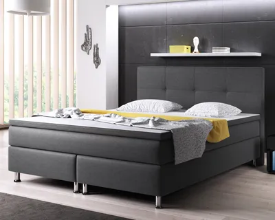 Produktbild von Boxspringbett Dallas 140x200 cm Webstoff Anthrazit