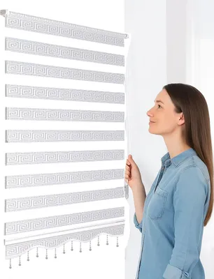 Produktbild von Doppelrollo ohne Bohren Klemmfix Rollos Fensterrollo Medusa Weiß Silber Duorollo Weiss Silber-70 x 200 cm
