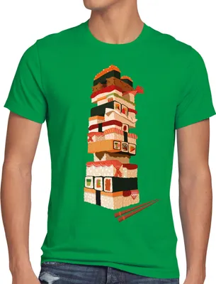 Produktbild von BaumwolleCloud Sushi Tower Herren T-Shirt japan japanisch spiel