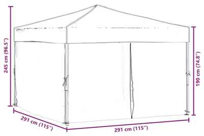 Productafbeelding van vidaXL Partytent, inklapbaar met zijwanden, antraciet, 3x3 meter
