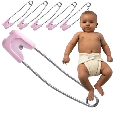 Immagine prodotto di Spilli per pannolini - 55mm - Rosa - Set da 6