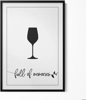 Produktbild von Inschrift für Küche und Esszimmer „Voller Erinnerungen“– Wandbild mit Rahmen – Gerahmtes Bild  – Wanddekoration – 70x100 cm –  Schwarz Rahmen