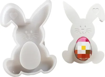 Produktbild von Silikonformen Gießformen Osterhase mit Herz, 2 Stück 3D Kaninchen Silikonform Kerzenhalter Tablett,Hase Gipsformen zum Gießen,Handwerk Giessformen Silikon für DIY Osterdeko Handwerk