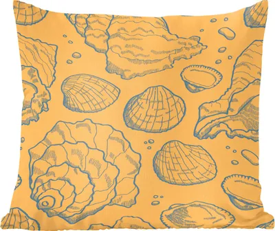 Produktbild von MuchoWow® Zierkissen Sofakissen Wohnzimmer Dekokissen 40x40 cm Muscheln - Gelb - Orange - Muster - Foto Kissen - Schlafzimmer Dekoration