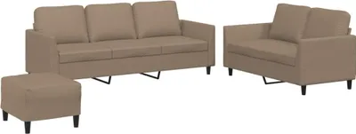Produktbild von vidaXL 3-tlg. Sofagarnitur mit Kissen Cappuccino-Braun Kunstleder