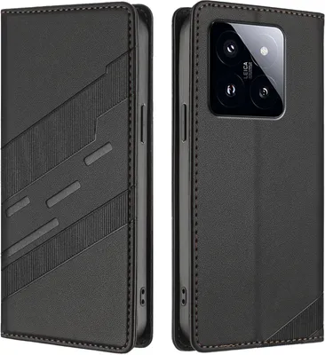 Immagine prodotto di Custodia per Xiaomi 14 Pro, custodia a portafoglio in Finto cuoio con slot per carte e funzione stand Schwarz