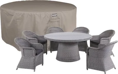 Produktbild von Raffles Covers Abdeckhaube für runder Tisch mit Gartenstühlen Ø 205 H: 85 cm | Atmungsaktiv | Wasserdicht | UV-beständig | Elastischer Kordelzug
