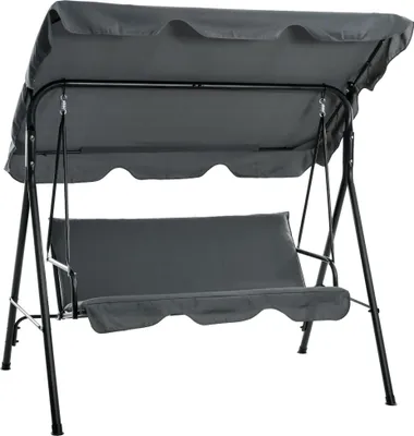 Produktbild von Hollywoodschaukel, Gartenschaukel, 3-Sitzer Schaukelbank mit Dach, Stahl, 172 x 110 x 153 cm, Grau