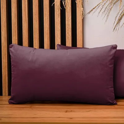 Obrázek produktu pro MG Design, sada 2 povlaků na polštáře, 30 x 50 cm, tmavě červená barva - s zipem, sametově měkká s jemným leskem, snadno se udržuje a je odolná