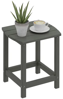 Produktbild von Outsunny Gartentisch 48 x 37 x 46 cm, Wetterfest Balkontisch aus HDPE, Grau