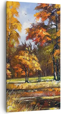 Produktbild von Bild auf Leinwand - Leinwandbild - Park Herbst Wasser - 55x100cm - Wand Bild - Wanddeko - Leinwanddruck - Bilder - Kunstdruck - Wanddekoration - Leinwand bilder - Wandkunst - PA55x100-3536