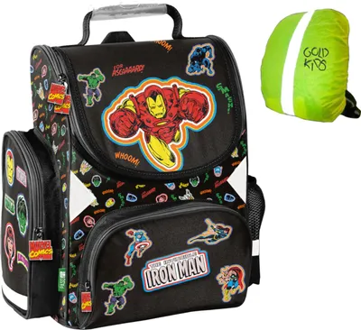 Produktbild von Schulrucksack Schulranzen Avengers Marvel Motiv ergonomischer Ranzen Tornister Rucksack Schultasche Mädchen inkl. Regenschutz
