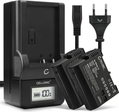 Image de CELLONIC 2x Batterie pour Appareil photo Compatible avec Nikon Coolpix 5000, Coolpix 5700, Coolpix 4500, EN-EL1 - (750mAh, 7.4V) + Chargeur