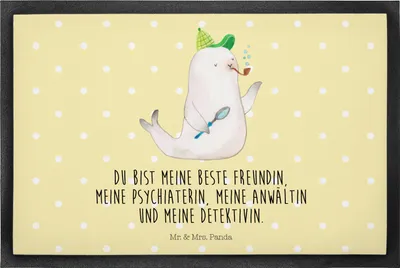Produktbild von Mr. & Mrs. Panda fußmatte Robbe Sherlock 40 x 60 cm - Gelb Pastell - Geschenk, Schuhabstreifer, Schmutzmatte, Sauberlaufmatte, Bodenvorleger, Schmutzfangmatte