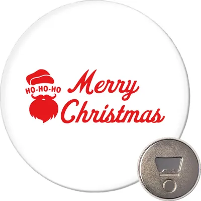 Produktbild von Huuraa Magnet Ho Ho Ho Santa Merry Christmas 59mm Kühlschrankmagnet rund Flaschenöffner Geschenkidee