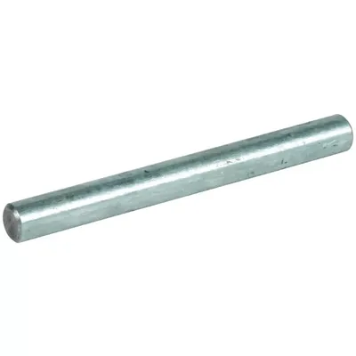 A silver metal rod on a white background.