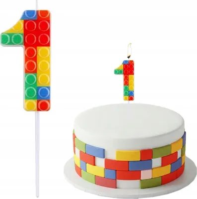 Immagine prodotto di CANDELE Cake topper Torta NUMERO 1 Uno BLOCCHI COLORATI Compleanno 10cm