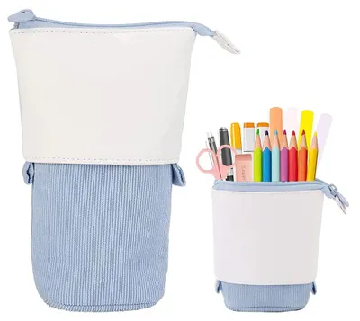 Produktbild von Federmäppchen mit Reißverschluss, ausklappbarer Stifthalter, 2-in-1-Etui und Stifthalter, teleskopisch