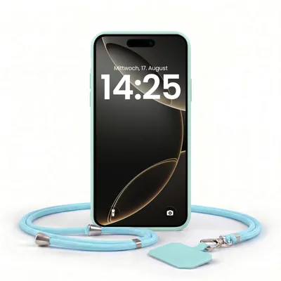 Produktbild von Handyhülle für Apple iPhone 17 mit Handykette Band Kordel Hülle Case Schutzhülle Hellblau