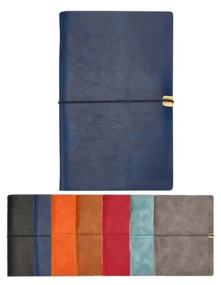 Productafbeelding van Notitieboekje A6, Polyurethanleer, navulbaar, 200 pagina's, donkerblauw, 18 x 11 cm