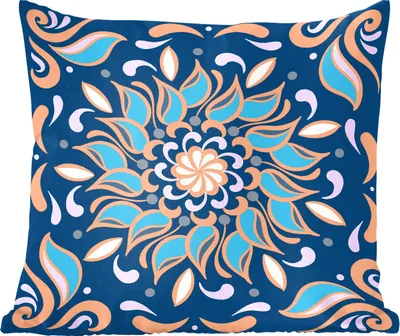Produktbild von MuchoWow® Zierkissen Sofakissen Wohnzimmer Dekokissen 50x50 cm Sonnenblume - Blau - Orange - Quadratisch - Komfort - Sofakissen