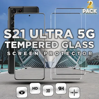 Produktbild von 2-Pack Galaxy S21 Ultra 5G Displayschutzfolie - Gehärtetes Glas 9H - Super Qualität 3D