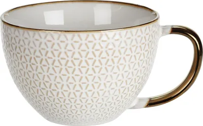Image de Lot de 4 tasses Excellent Houseware, en céramique, 15 x 12 x 8 cm, 460 ml, blanches