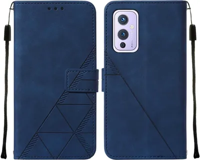 Obrázek produktu pro Flipové kožené pouzdro pro OnePlus 9 peněženkový design pouzdro s embosováním, držákem karet a stojánkem modré