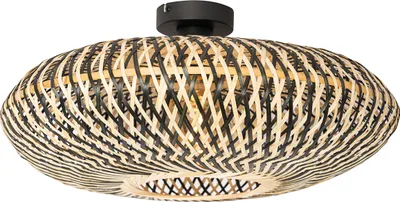 Produktbild von QAZQA - Orientalisch Orientalische Deckenlampe schwarzer Bambus 50 cm - Ostrava I Wohnzimmer I Schlafzimmer - Bamboo Rund - LED geeignet E27