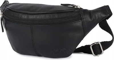 Image de Sacoche de hanche pour homme, sac banane spacieux, sac en cuir, noir