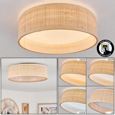 Produktbild von Stazzona dimmbare Deckenlampe aus Rattan/Kunststoff in Natur/Weiß