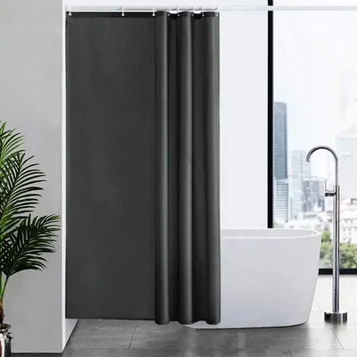 Productafbeelding van Unyqoos® Douchegordijn, donkergrijs, 120 x 200 cm, hoogwaardig polyester – waterafstotend en schimmelwerend, met roestvrijstalen ringen en een gewichtband