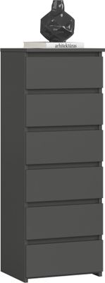 Kommode AKORD CL6 Graphitgrau 40 cm 6 Schubladen B40 x H109 x T35 cm