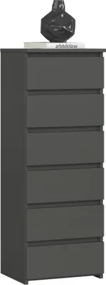 Produktbild von Kommode AKORD CL6 Graphitgrau 40 cm 6 Schubladen B40 x H109 x T35 cm