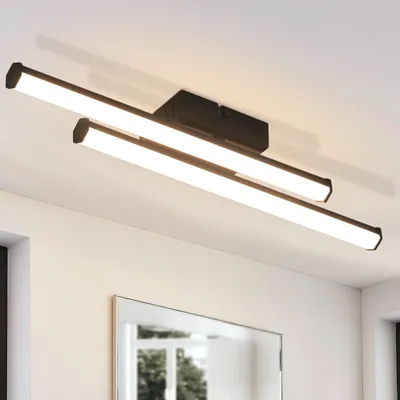 Produktbild von ZMH Deckenleuchte Schwarz modern LED für Wohnzimmer, Schlafzimmer, Küche, Esszimmer, Arbeitszimmer, Flur aus Metall und Kunststoff, 44 x 10 x 5,5 cm, ohne Stroboskop-Effekt