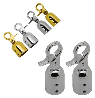Produktbild von 1 Paar Kordel Endstücke m. Karabiner f. Taschengriffe Absperrkordel, Variantenwahl, Größe:15mm, Farbe:silber