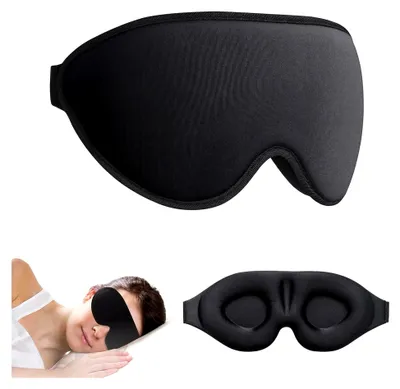 Produktbild von 3D Schlafmaske für Seitenschläfer – 100% lichtdicht, mit vertieftem Augenbereich, weich & bequem – Ideal für Reisen und Zuhause – Für Frauen und Herren, Schwarz