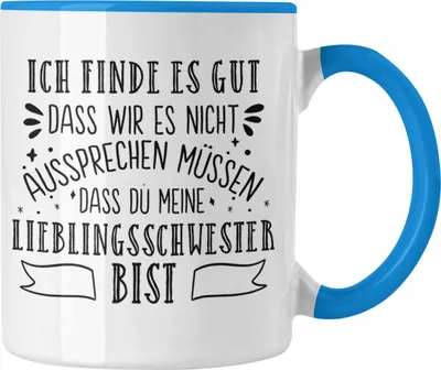 Produktbild von Trendation - Lieblingsschwester Tasse Geschenk für Schwester Spruch Schwester Kaffeetasse Geschenkidee Sprüche (Blau)