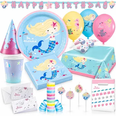 Produktbild von Partyset zum Kindergeburtstag Meerjungfrau Geburtstagsdeko Party Deko
