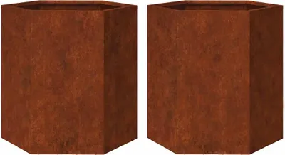Zdjęcie produktu dla vidaXL Sadzarka 2 szt. sześciokątna 46x40x45 cm Stal odporna na warunki atmosferyczne