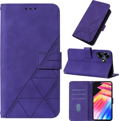 Produktbild von Hülle für Infinix Hot 30 4G X6831 Prägung Flip Leder Kartenfächer Schutzhülle mit Ständer Lila