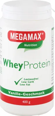 Produktbild von MEGAMAX Basic & Active Whey Protein Molkeneiweiß Pulver Vanille-Geschmack, 400 g Pulver