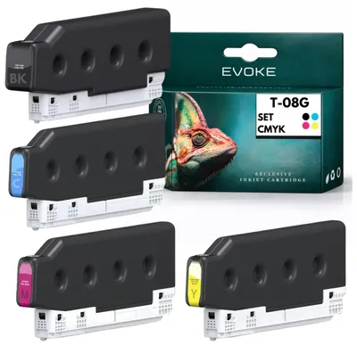 Obrázek produktu pro Kompatibilní inkoustové kazety Evoke pro tiskárny Epson T08G1, T08G2, T08G3, T08G4, 4x CMYK: černá, azurová, purpurová, žlutá, objem 1900 ml, vhodné pro modely WorkForce Enterprise AM-C5000, AM-C6000