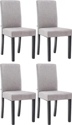 Productafbeelding van CLP 4-delige set eetkamerstoelen Ina, bekleed met stof, met houten frame, lichtgrijs. Framekleur: zwart