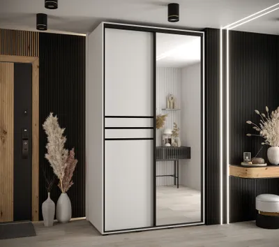 Produktbild von Kleiderschrank ASIRI 11 - 140/60 cm, weiß/schwarz
