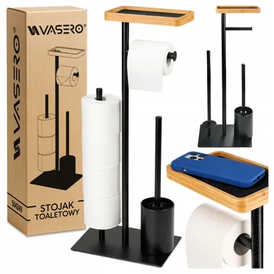 Produktbild von VASERO Toilettenpapierständer WC-Bürstenhalter mit Bambusablage