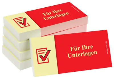 Produktbild von PRICARO Haftnotizen "Für Ihre Unterlagen", rot, 100 Blatt, 5 Stück