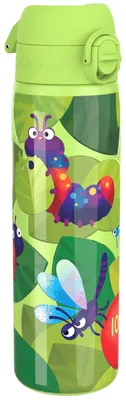 Productafbeelding van ion8 Lichtgewicht stalen drinkfles, 600 ml, niet geïsoleerd. Lekdicht, éénhandige opening, veilige sluiting, vaatwasmachinebestendig, klapdeksel, handvat, gemakkelijk schoon te maken, "Käfer's Leben" (waarschijnlijk een merknaam of productnaam)