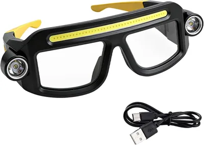 Produktbild von LED Arbeitsbrille mit Licht, USB-C wiederaufladbar, 5 Lichtmodi, COB & XTE LED, freihändige Lichtbrille für Arbeit, Camping & Wandern