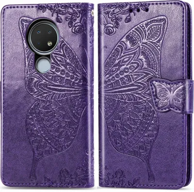 Produktbild von Mobigear Butterfly Nokia 6.2 Hülle Klapphülle Geldbörse - Lila